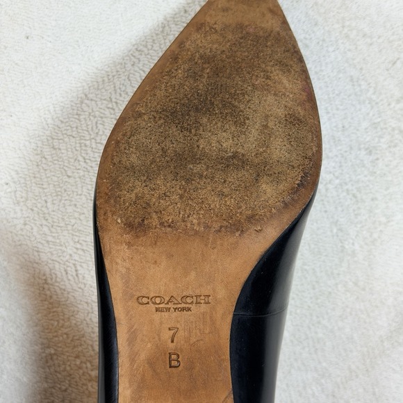 COACH Sloan Black Leather Kitten Heel Pump - Size 7 B Classic Luxury Old Money - Picture 9 of 12